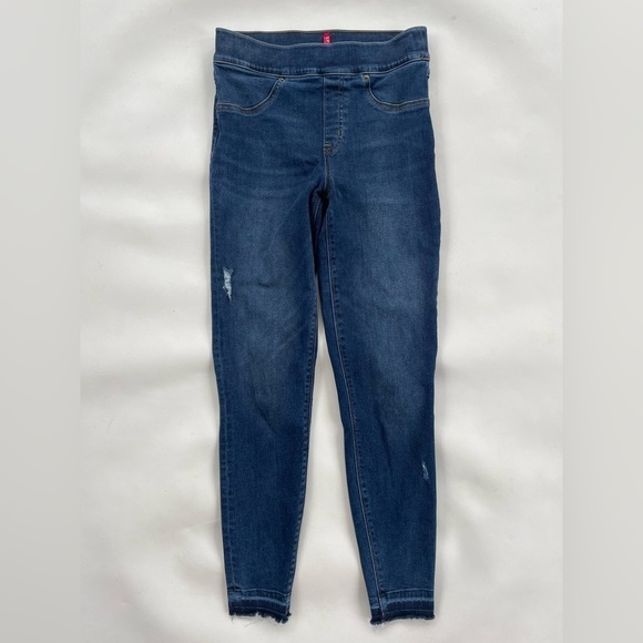 Spanx Distressed Ankle Skinny Jeans, Medium Wash Size Small - Picture 4 of 12
